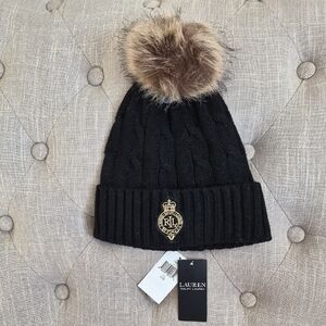 Ralph Lauren Black Knit Beanie Hat